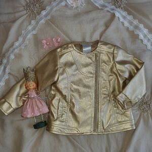 Gold leather (faux) jacket